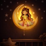 Prinzessin auf dem Mond LED-Wandnachtlicht | LED Nachtlicht Holz