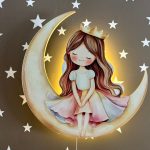 Prinzessin auf dem Mond LED-Wandnachtlicht | LED Nachtlicht Holz