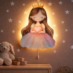 Prinzessin Krone und Herz LED-Wandnachtlicht | LED Nachtlicht Holz