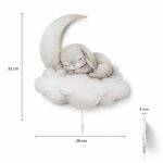 Schlafendes Kaninchen auf Mond und Wolke LED-Wandnachtlicht | LED Nachtlicht Holz