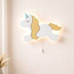 Einhorn Ganzkörper LED-Wandnachtlicht aus Holz | LED Nachtlicht Holz