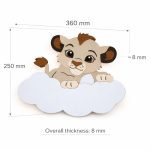 Personalisiertes Löwenbaby auf Wolke LED-Wandnachtlicht | LED Nachtlicht Holz