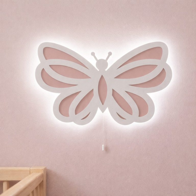 Schmetterling LED-Wandnachtlicht aus Holz 2 Lagen | LED Nachtlicht Holz