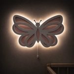 Schmetterling LED-Wandnachtlicht aus Holz 2 Lagen | LED Nachtlicht Holz